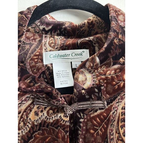 Coldwater Creek Large Velvet Paisley Floral Whimsigoth Boho Tunic Jacket - Picture 2 of 5